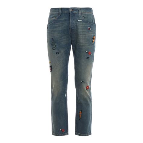 gucci pantalone flare in jeans stretch lavato|gucci tapered jeans.